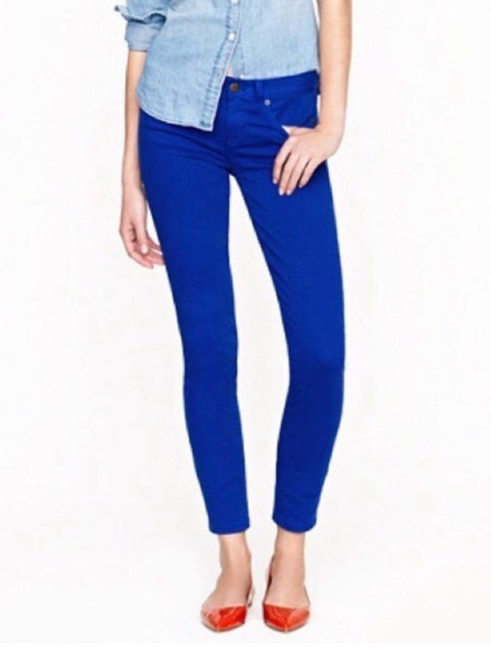 J. Crew Royal Blue Toothpick Ankle Jean Skinny Colorful Denim Women’s Sz 32